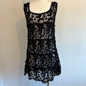NEW NWT Solitaire By Ravi Khosla Sheer Crocheted Lace Beach Coverup Dress LRG